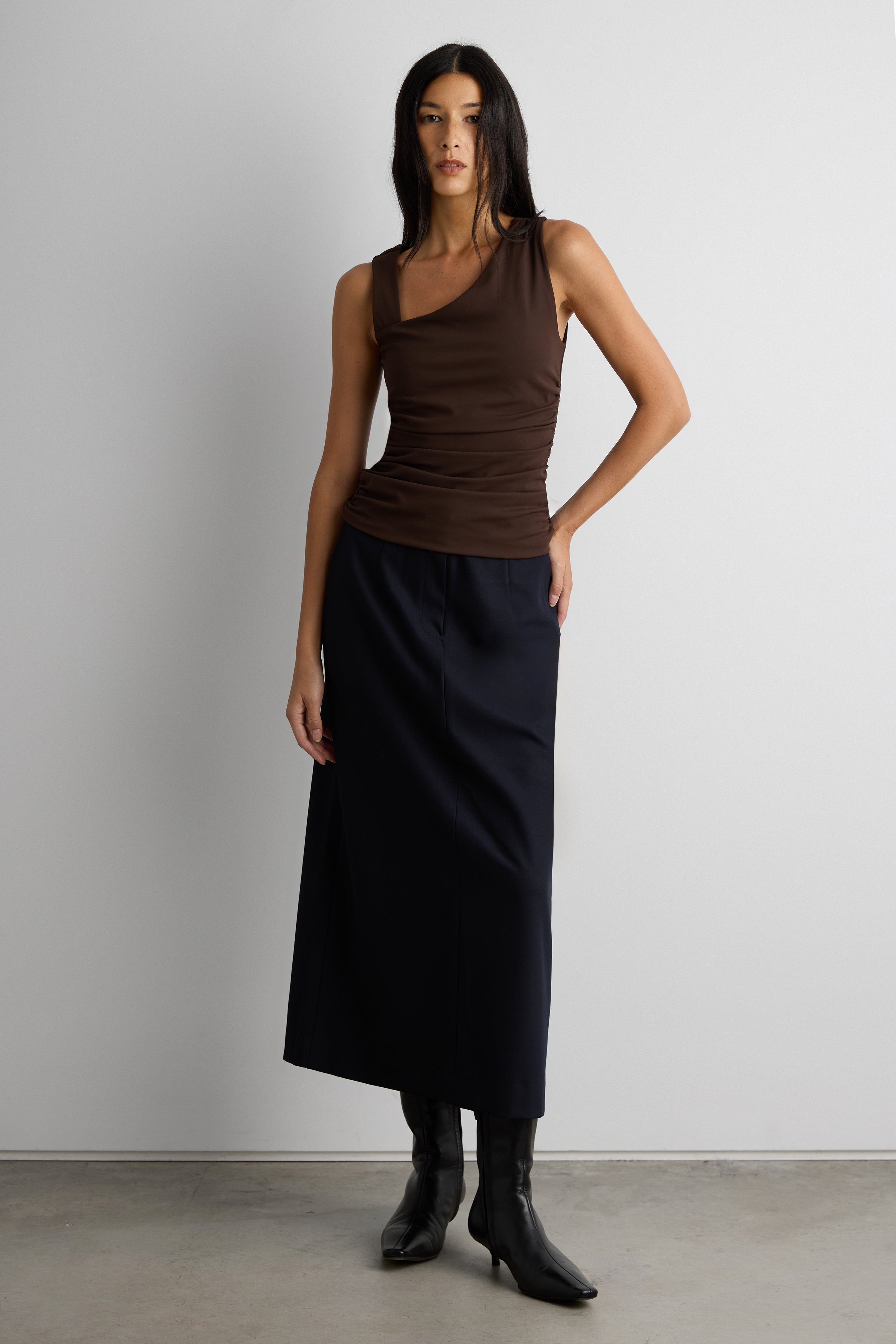 Asymmetrical Neckline Cropped Top | OAK + FORT – OAK + FORT USA