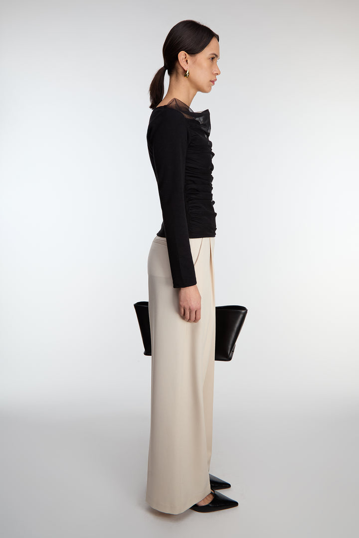SHEER LAYERED TOP in Black — alternate angle