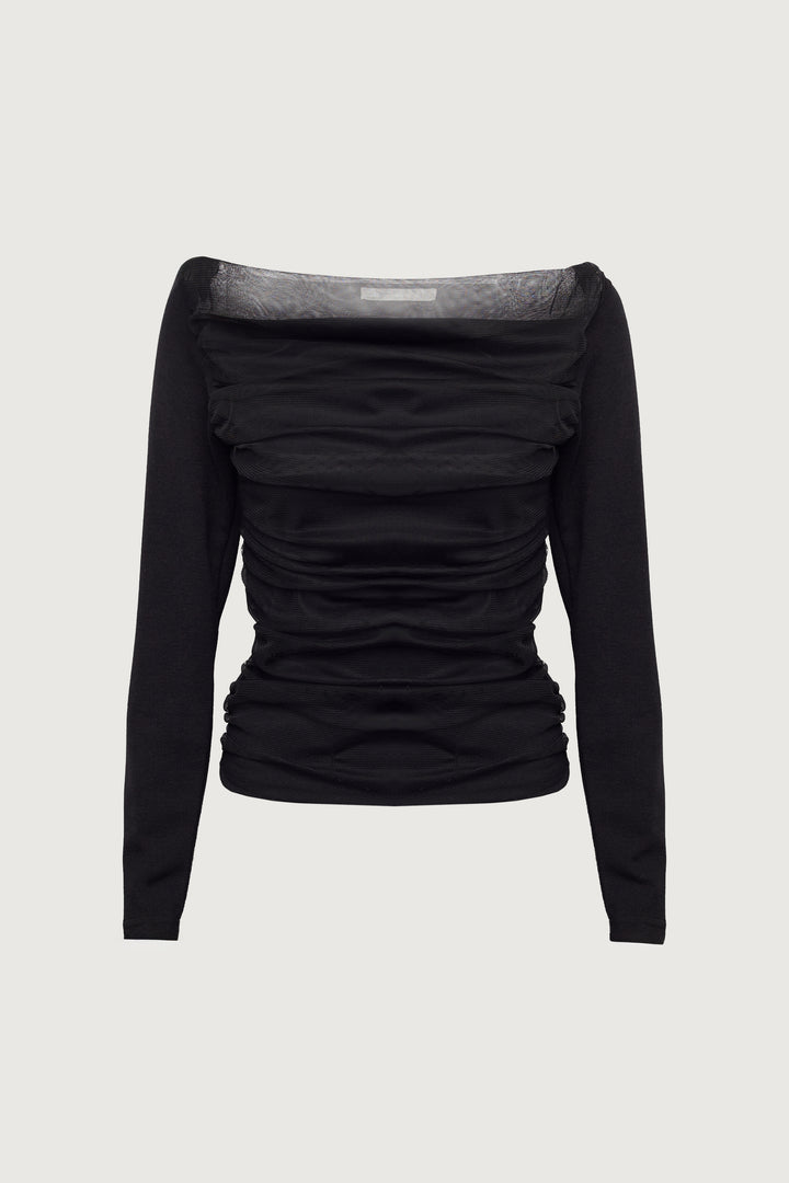 SHEER LAYERED TOP in Black — alternate angle