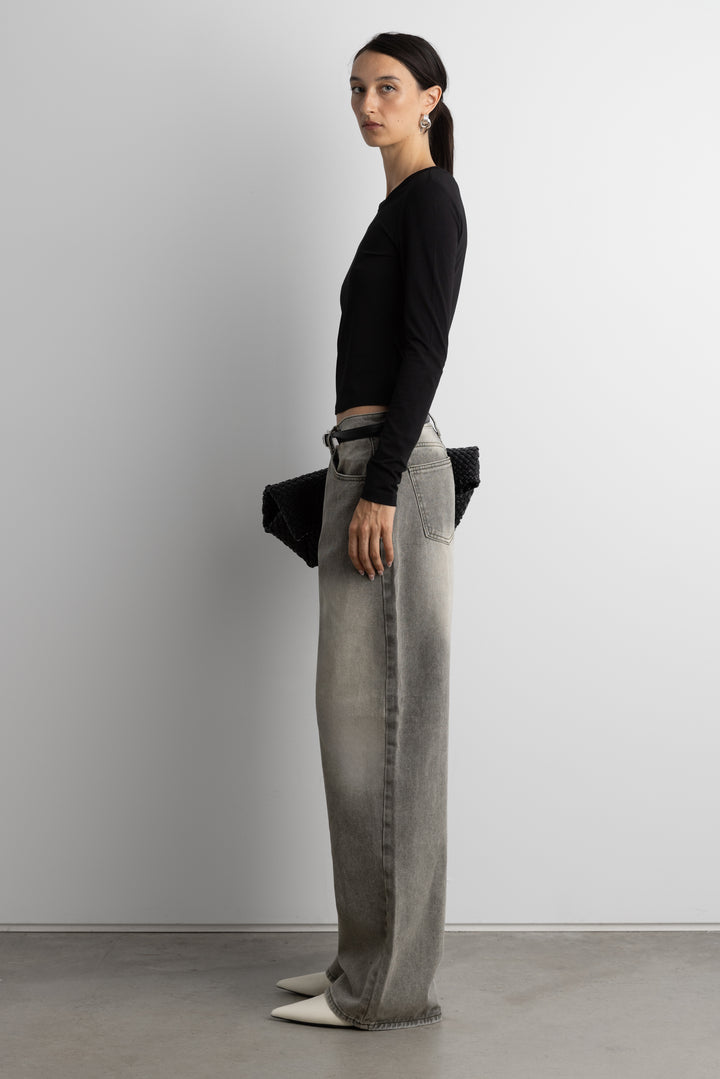 SLIM FIT LONG SLEEVE TOP in Black — alternate angle