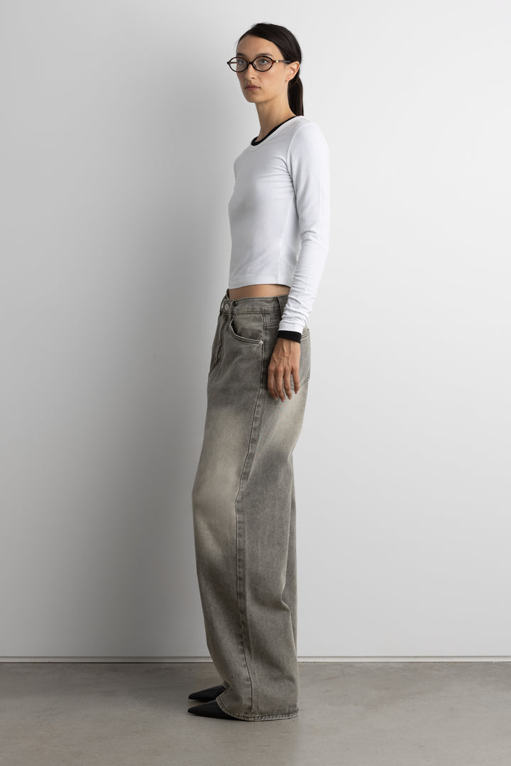 SLIM FIT LONG SLEEVE TOP in White — alternate angle