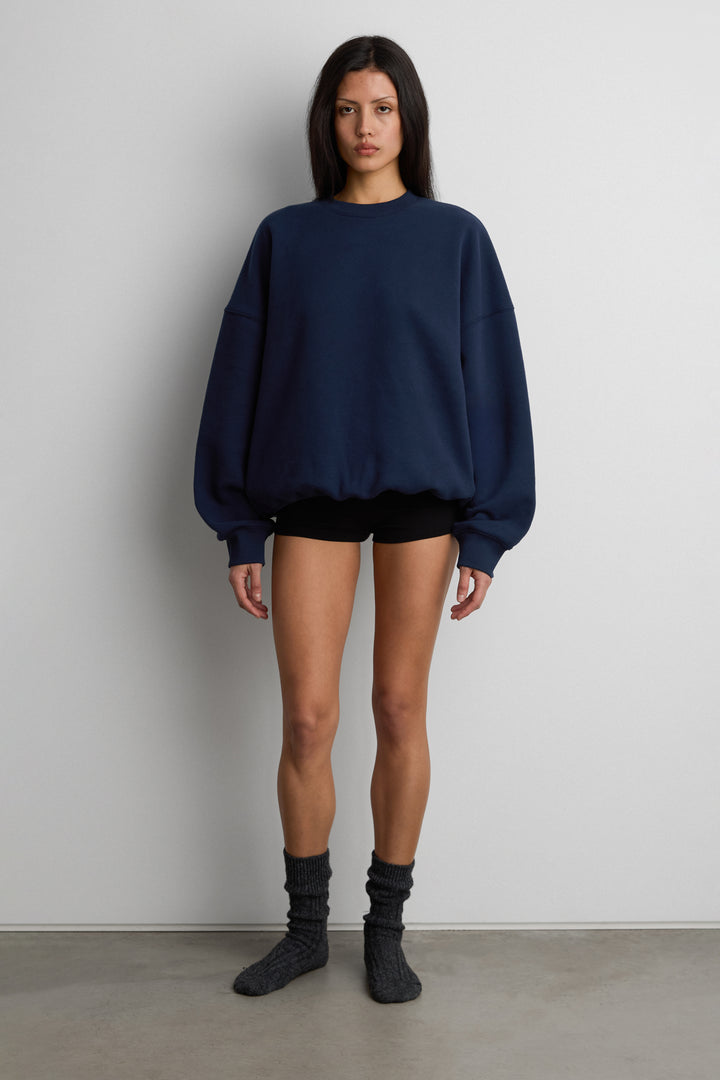 FLEECE STUDIO CREWNECK SWEATSHIRT WITH POCKETS in Navy Blazer — alternate angle