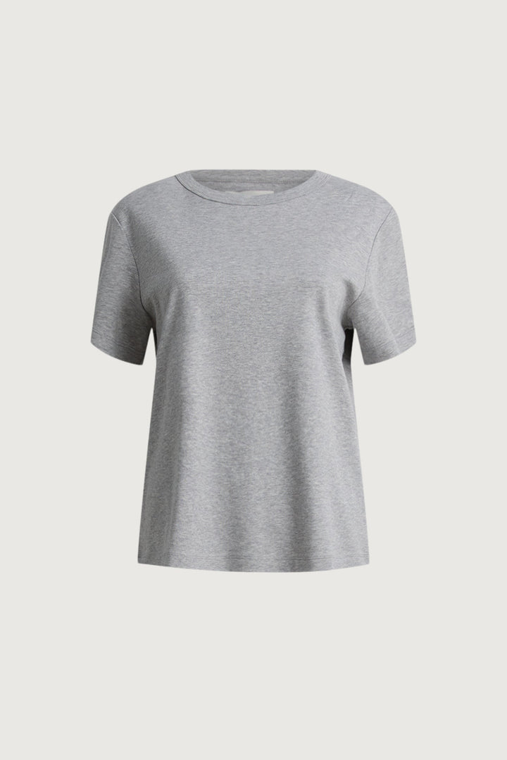 100% COTTON RELAXED FIT T-SHIRT in Medium Heather Grey — alternate angle