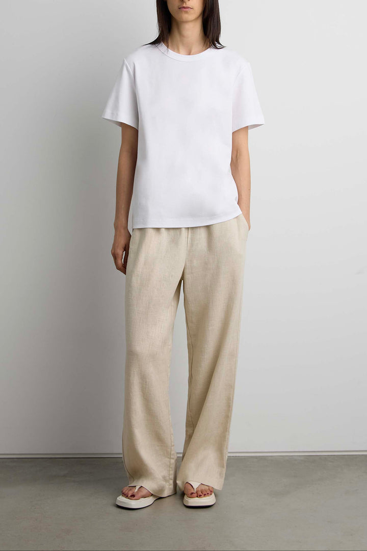 100% COTTON RELAXED FIT T-SHIRT in White — alternate angle