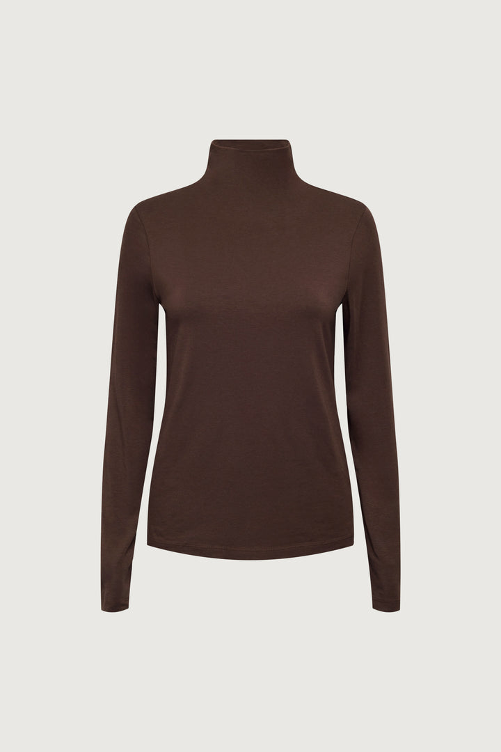 MOCKNECK TOP in Coffee Bean — alternate angle