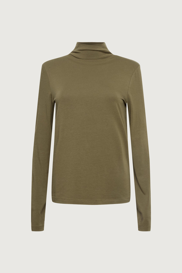 MOCKNECK TOP in Dark Olive — alternate angle