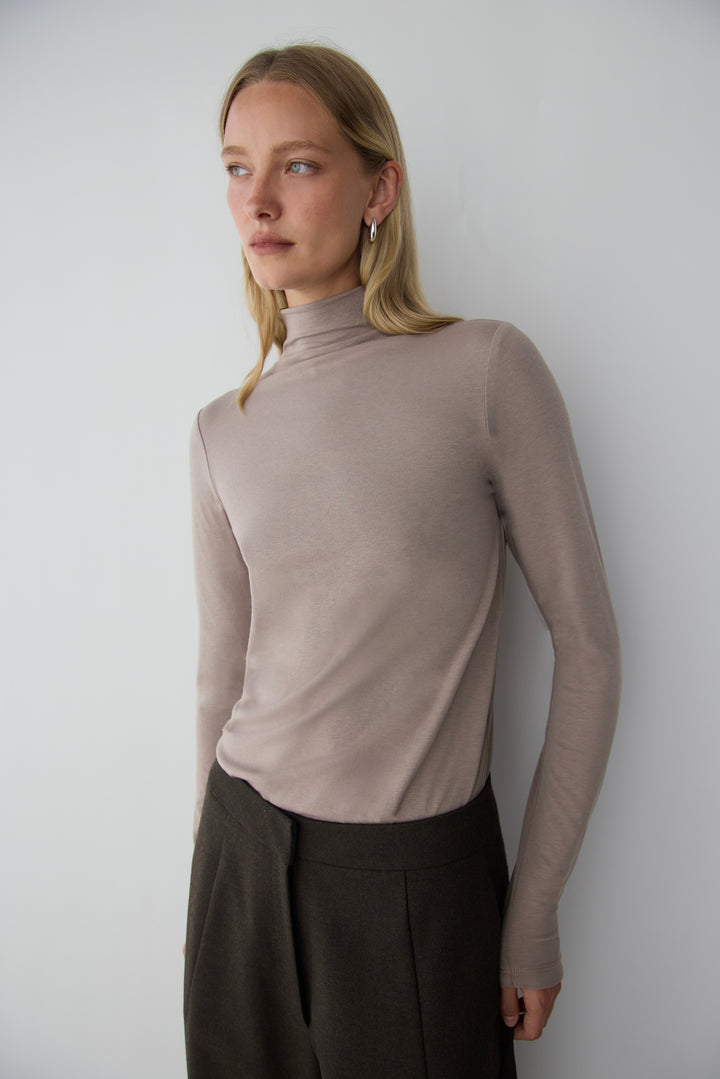 MOCKNECK TOP in MOON ROCK — alternate angle