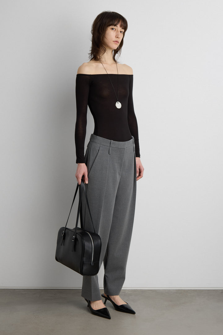 SHEER LIGHTWEIGHT OFF THE SHOULDER TOP in Black — alternate angle