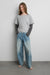 Relaxed fit off the shoulder t-shirt in medium heather grey — main image