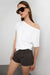 Relaxed fit off the shoulder t-shirt in white — main image