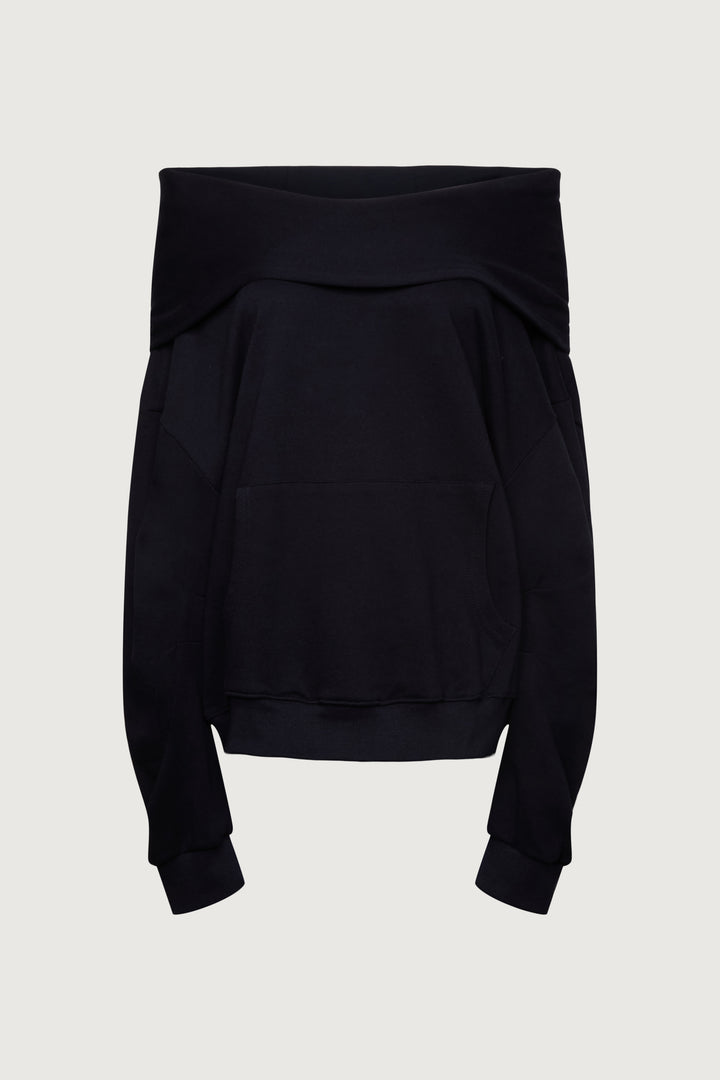 SLOUCHY OVERSIZED HOODIE in Black — alternate angle