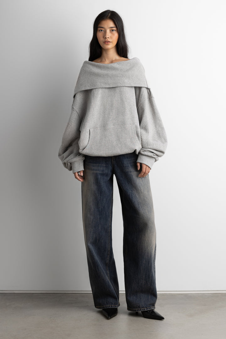 SLOUCHY OVERSIZED HOODIE in MEDIUM GREY — alternate angle
