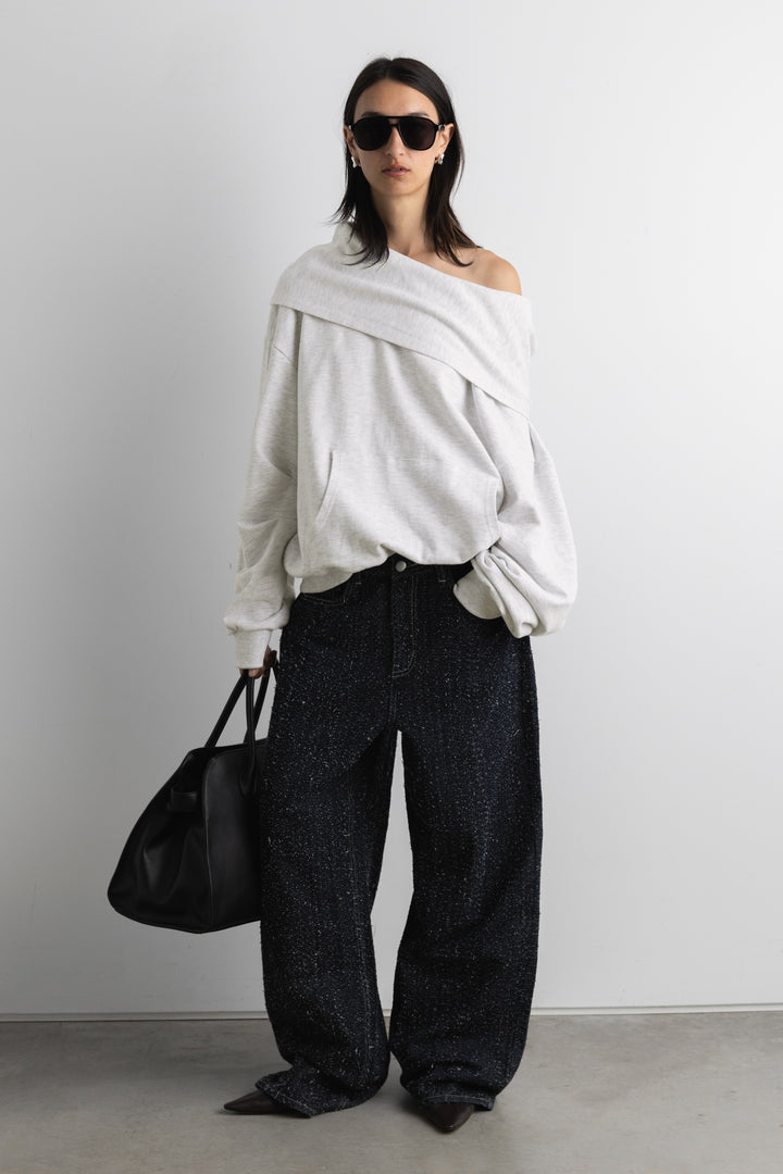 SLOUCHY OVERSIZED HOODIE in Melange Grey — alternate angle