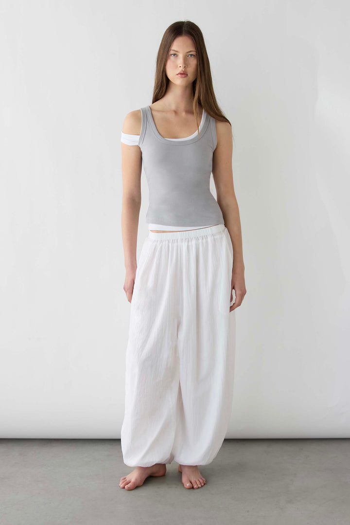RIBBED SCOOPED NECK TANK in ULTIMATE GREY — alternate angle