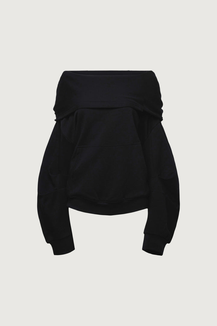 SLOUCHY OVERSIZED HOODIE in Black — alternate angle