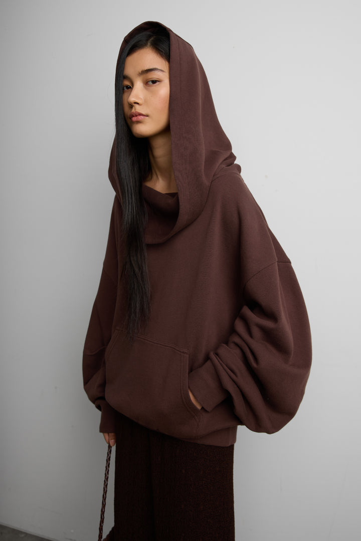 SLOUCHY OVERSIZED HOODIE in Chocolate Martini — alternate angle