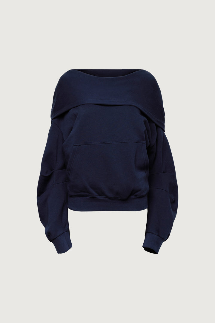 SLOUCHY OVERSIZED HOODIE in Navy Blazer — alternate angle