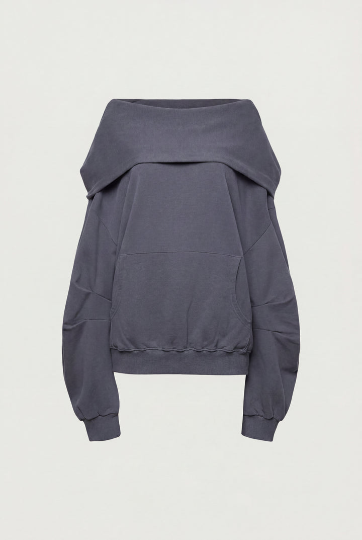 SLOUCHY OVERSIZED HOODIE in ODYSSEY GREY — alternate angle