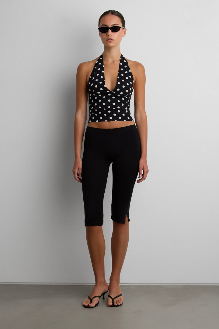 POLKA DOT HALTER NECK TOP in White Black Polka Dot — alternate angle