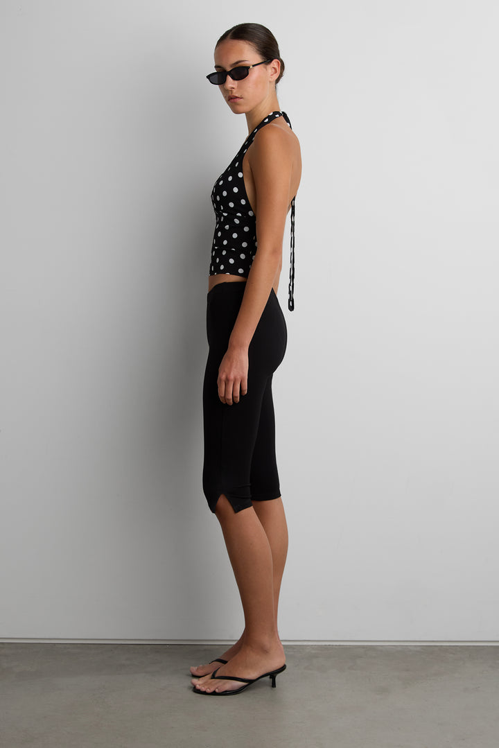 POLKA DOT HALTER NECK TOP in Black White Polka Dot — alternate angle