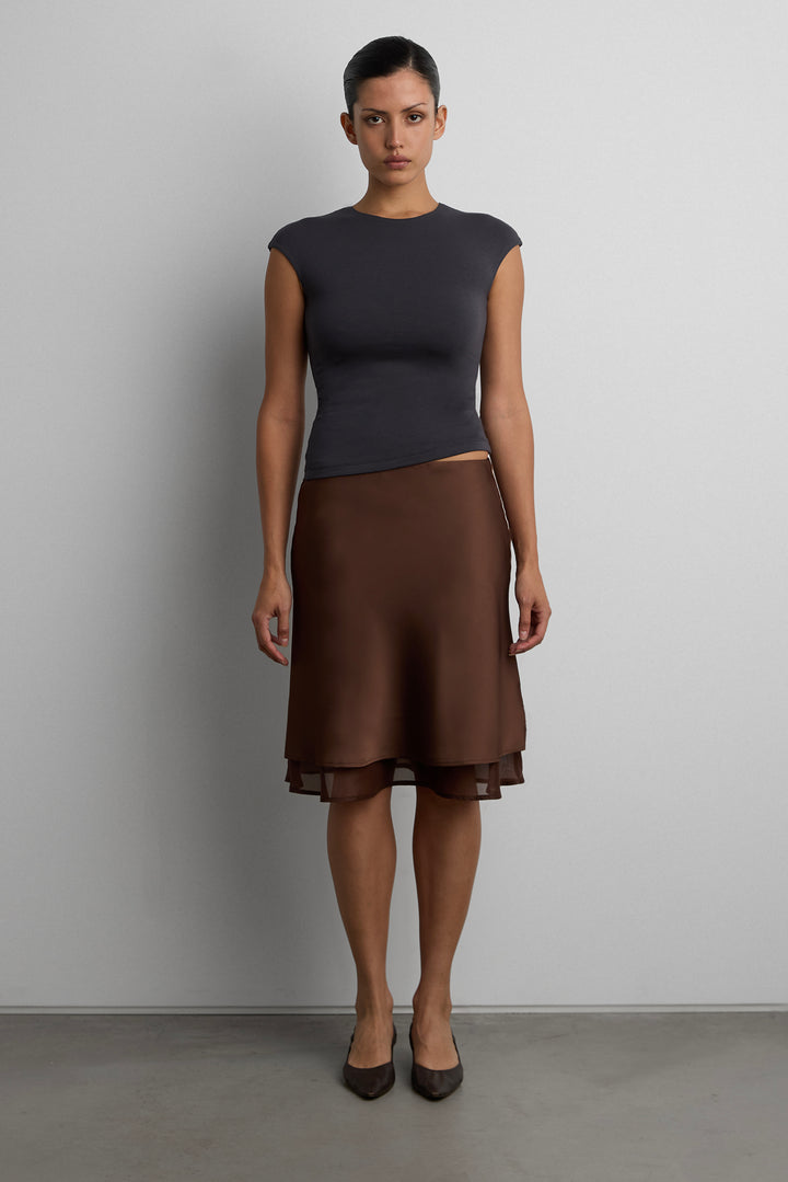 FITTED CAP SLEEVE T-SHIRT in PHANTOM GREY — alternate angle
