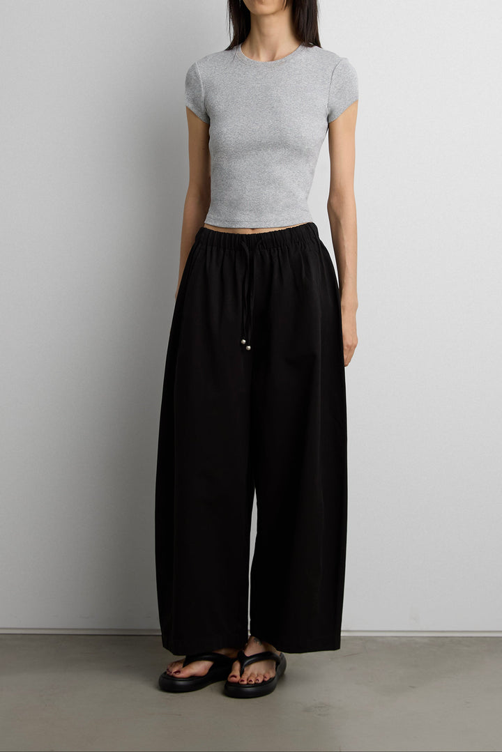 CROPPED T-SHIRT in Medium Heather Grey — alternate angle