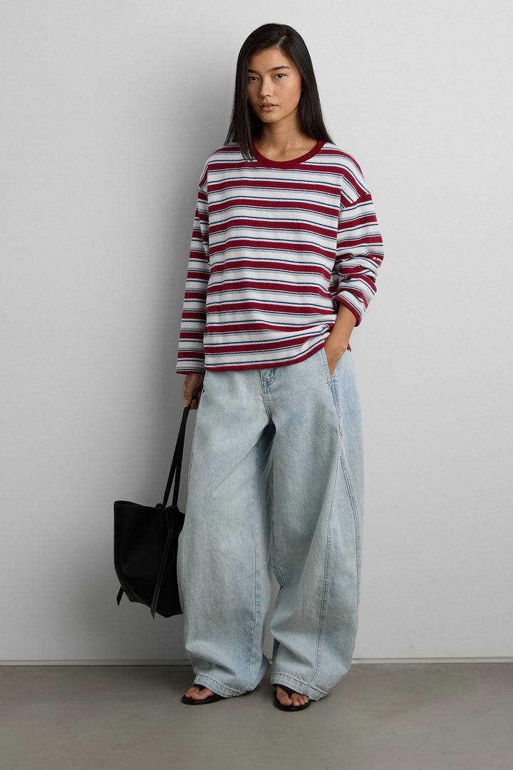 STRIPED PULLOVER SHIRT in Red Stripe — alternate angle