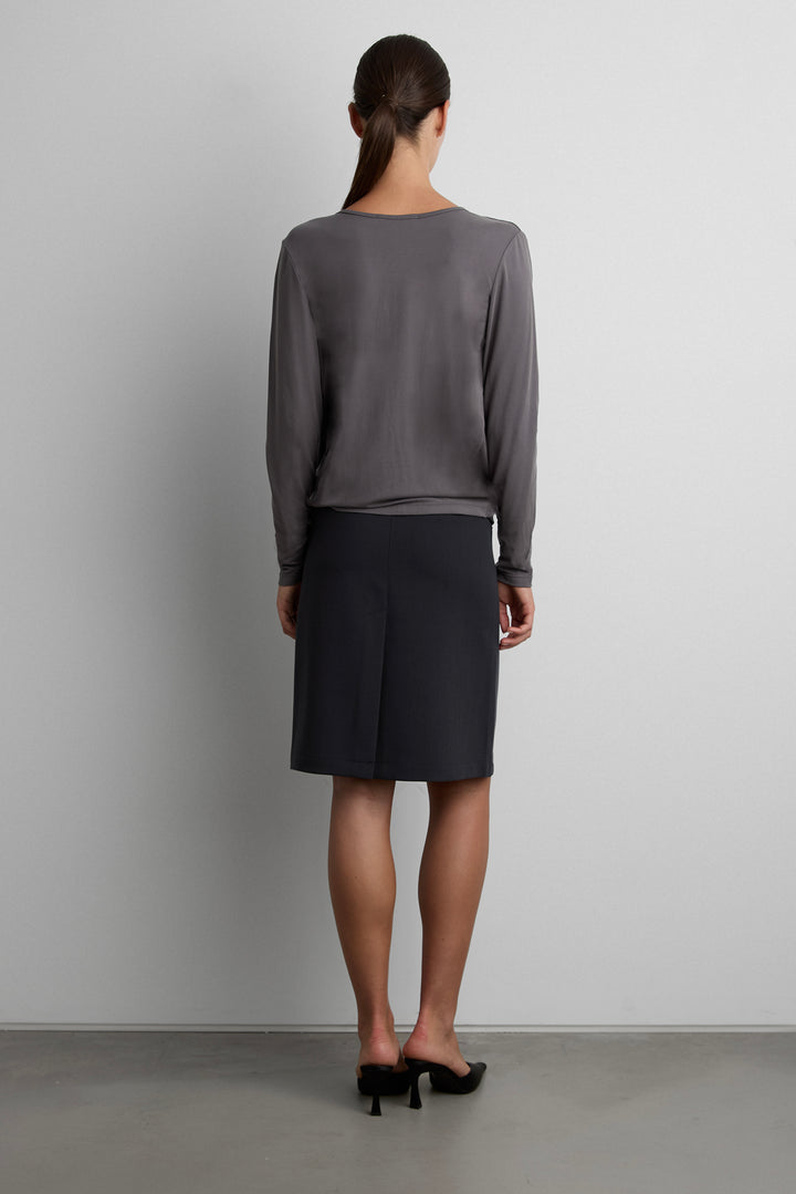 DRAPEY WRAP LONG SLEEVE TOP in THUNDERSTORM — alternate angle