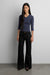 Fitted cotton modal v-neck quarter sleeve top in odyssey grey — main image