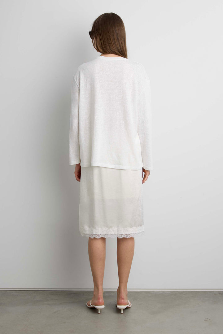 RELAXED LONG SLEEVE T-SHIRT in White — alternate angle
