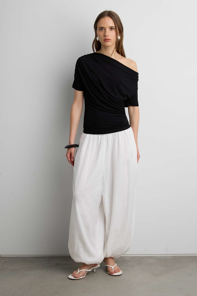 Boat Neck Top with Shirred Side Detail | OAK + FORT – OAK + FORT USA