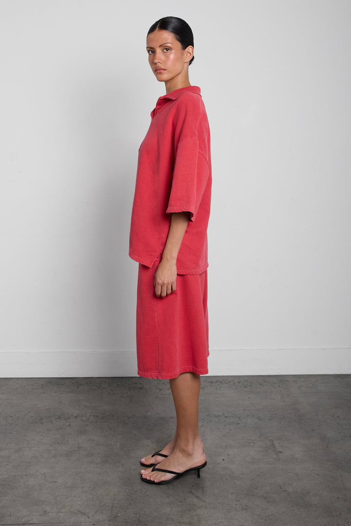 VINTAGE WASH OVERSIZED TEE in Red — alternate angle
