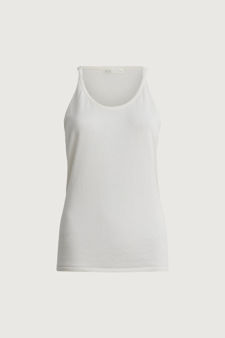 TWIST SHOULDER STRAP LIGHTWEIGHT TANK TOP in Light Oatmeal — alternate angle