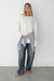 Long sleeve knit t-shirt in white — main image