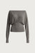 Gathered waist long sleeve top in gray — main image