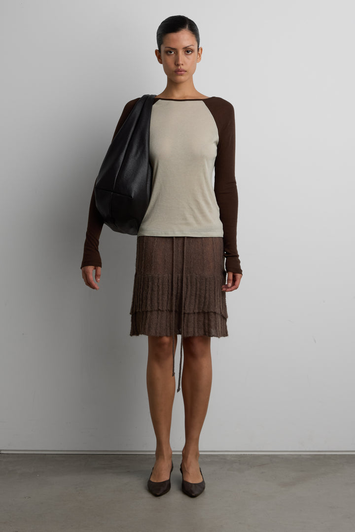 CONTRAST RAGLAN LONG SLEEVE T-SHIRT in Khaki — alternate angle