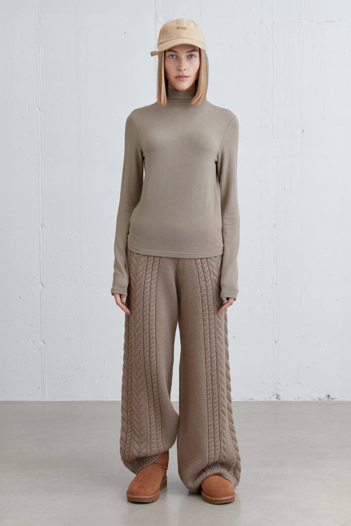 MOCKNECK LONG SLEEVE TOP in Taupe — alternate angle