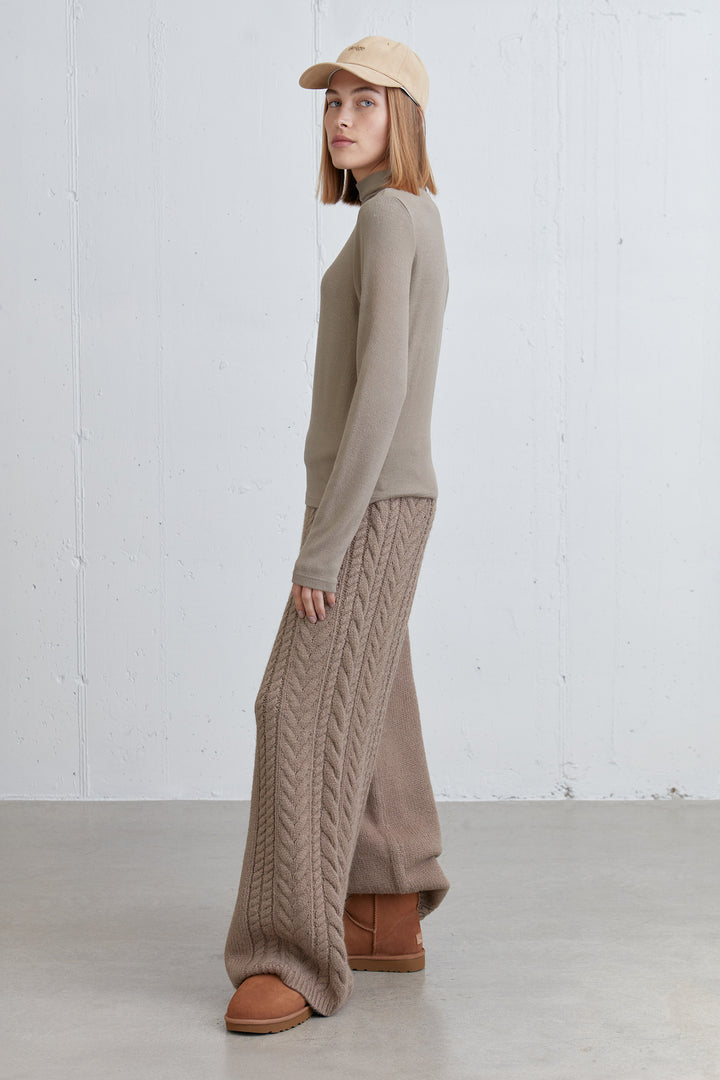 MOCKNECK LONG SLEEVE TOP in Taupe — alternate angle