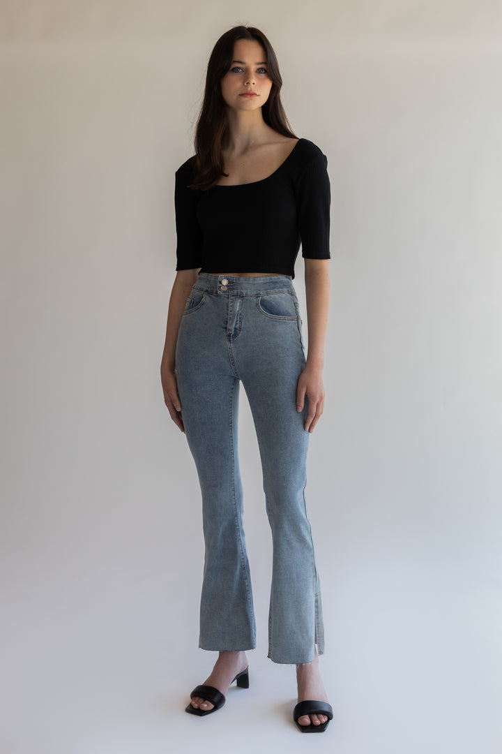 SQUARE NECK TOP in Black — alternate angle