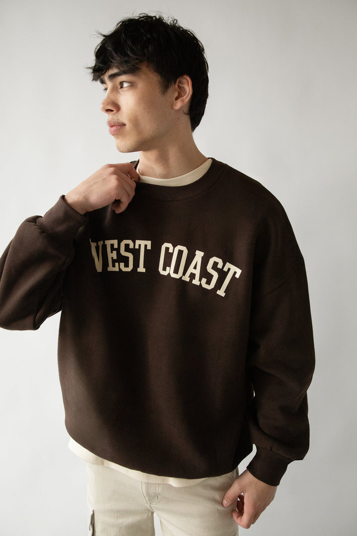 OVERSIZED GRAPHIC SWEATSHIRT in COFFEE BEAN W — alternate angle