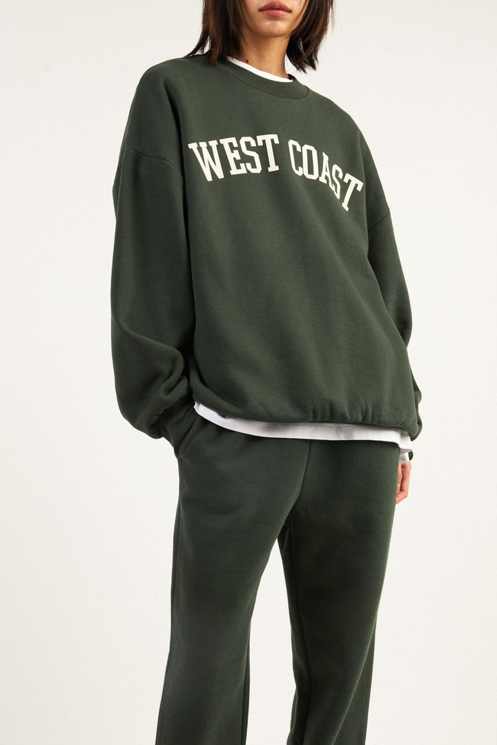OVERSIZED GRAPHIC SWEATSHIRT in Deep Green W — alternate angle