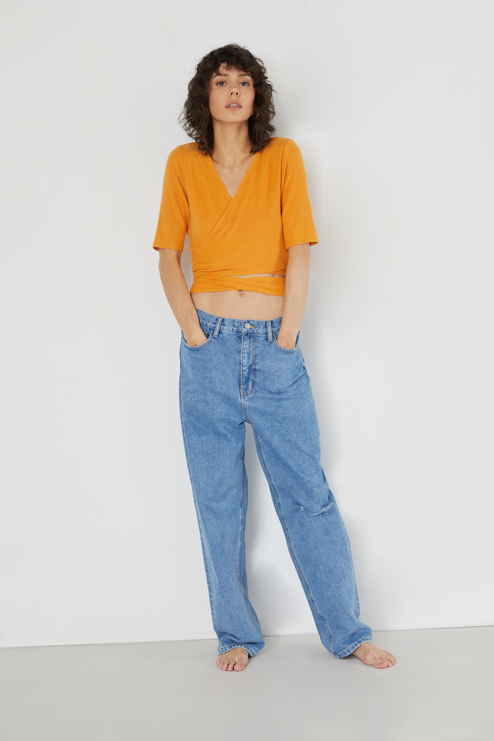 WRAP TOP in Nugget — alternate angle