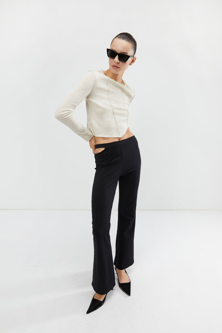 SEAM DETAIL TOP in Bone White — alternate angle