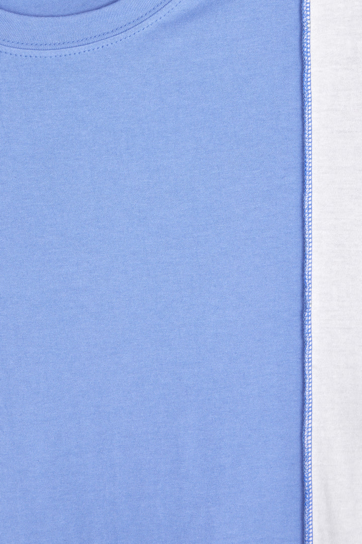 CROPPED COLOR BLOCK T-SHIRT in Blue — alternate angle
