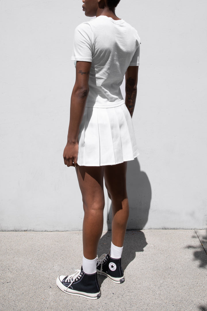 CROPPED COLOR BLOCK T-SHIRT in White — alternate angle