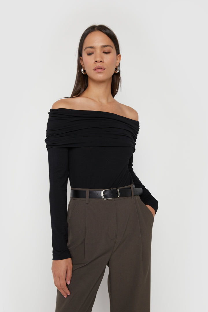 OFF-SHOULDER TOP in Black — alternate angle