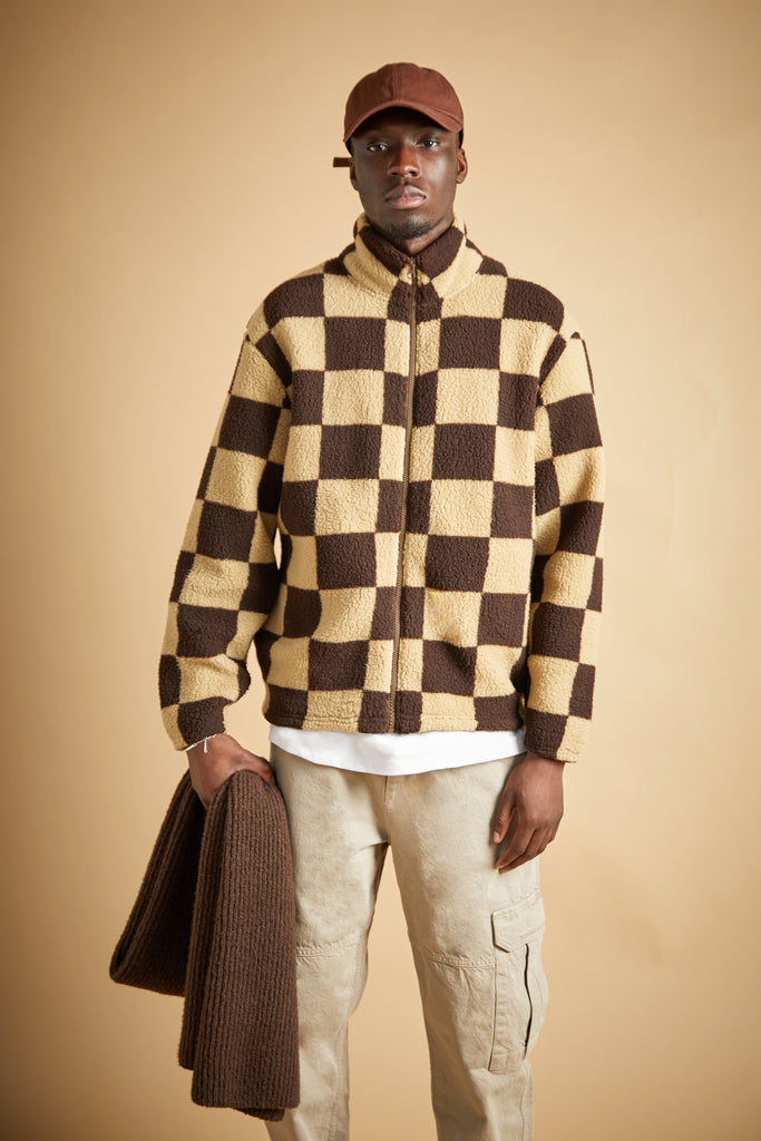 Checkered Sherpa Zip Up OAK FORT OAK FORT USA