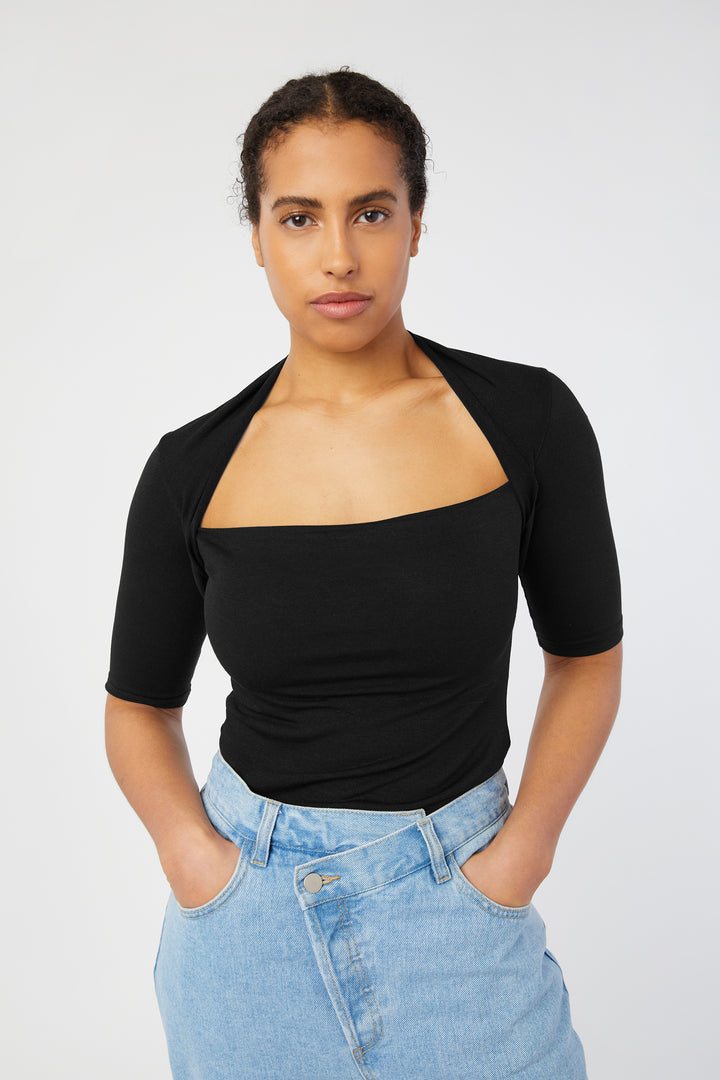 SQUARE NECK TOP in Black — alternate angle