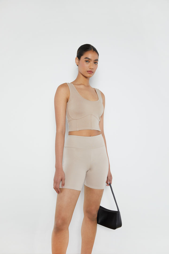 CORSET TANK in Taupe — alternate angle