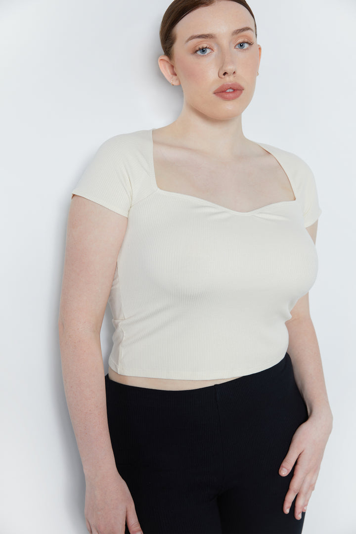 CAP SLEEVE TOP in Coconut Milk — alternate angle